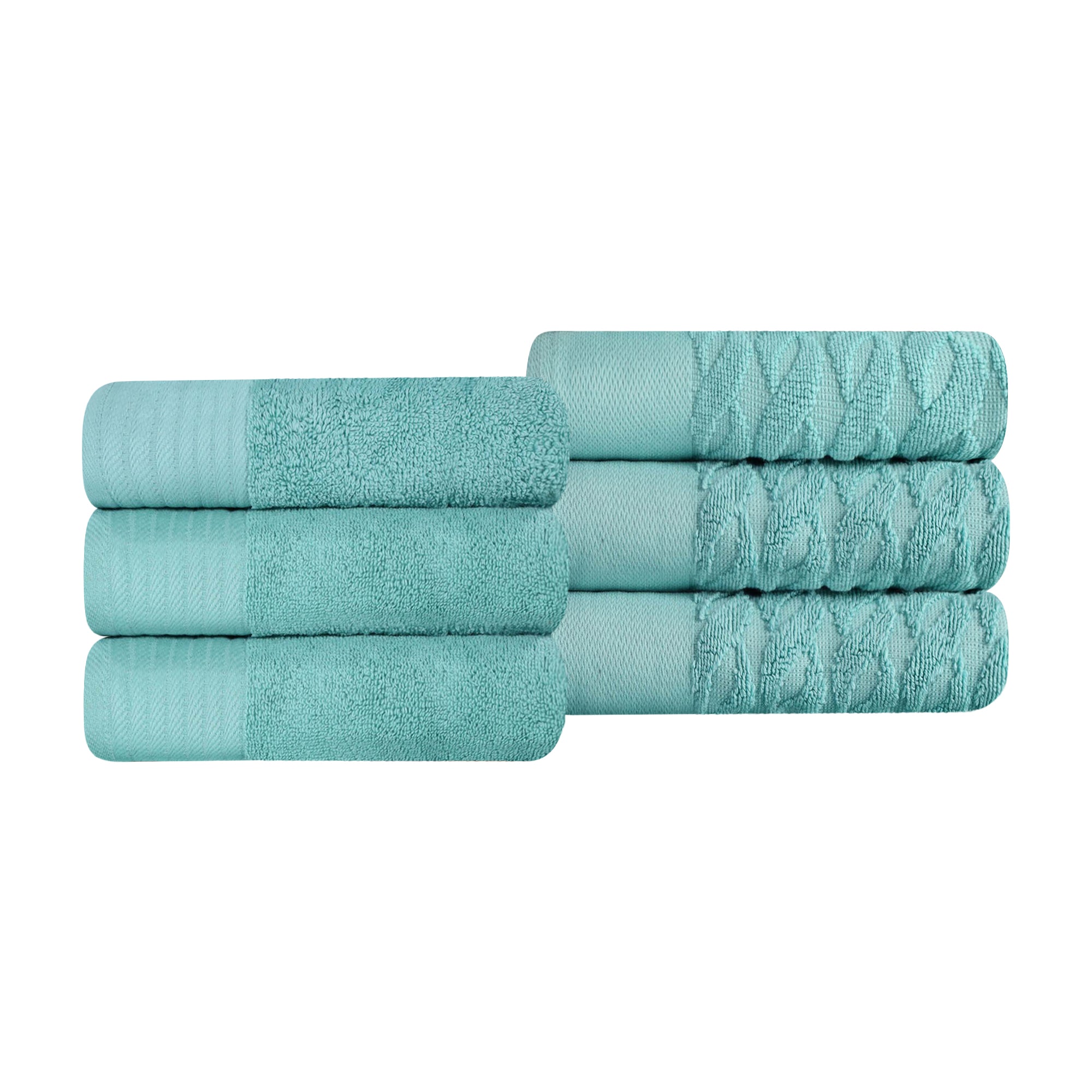 Premium 6-Piece Turkish Cotton Jacquard Herringbone Hand Towel Set - Soft & Absorbent Bath Towels for Spa, Guest Bathroom, and Luxury Home Decor