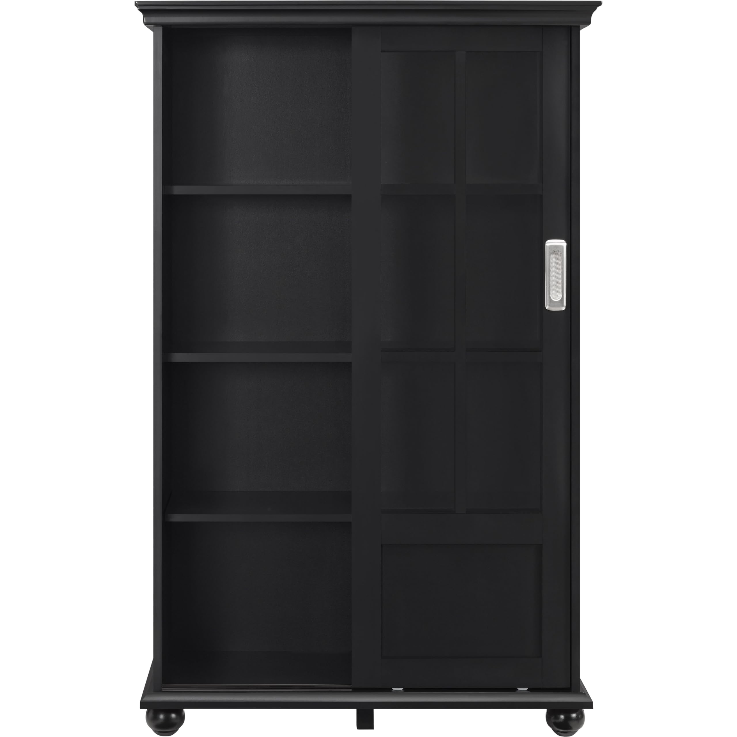 Ameriwood Home Aaron Lane Bookcase with Sliding Glass Doors - Black Wooden Bookshelf for Living Room, Office & Bedroom Storage Organization