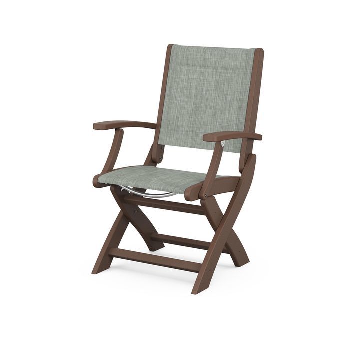POLYWOOD Coastal Folding Chair - Durable Outdoor Furniture for Patio, Beach & Poolside - Weather-Resistant Adirondack Style Chair with Cup Holder
