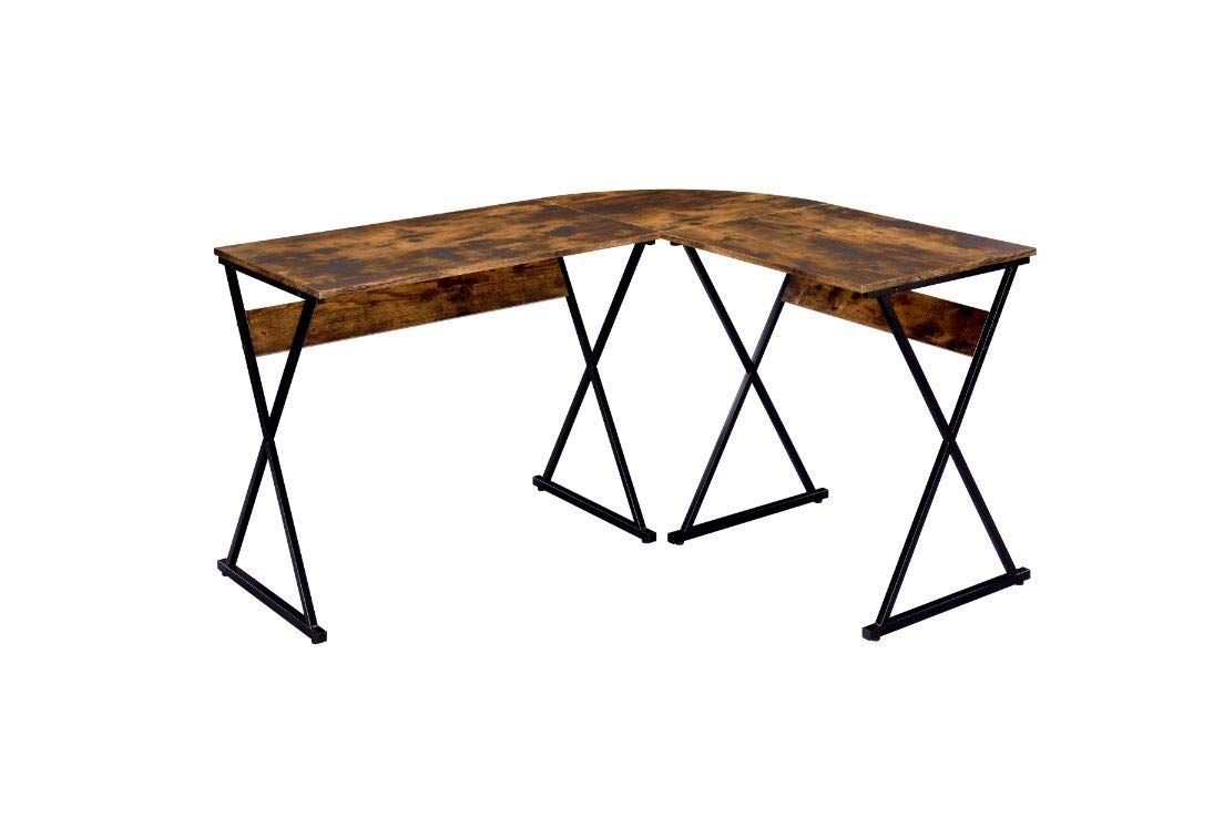Modern Writing Desk & Computer Workstation - Sturdy Gaming Desk for Home Office with Weathered Oak & Black Finish (Model 92810) - Perfect for Remote Work, Online Classes & PC Gaming Setup