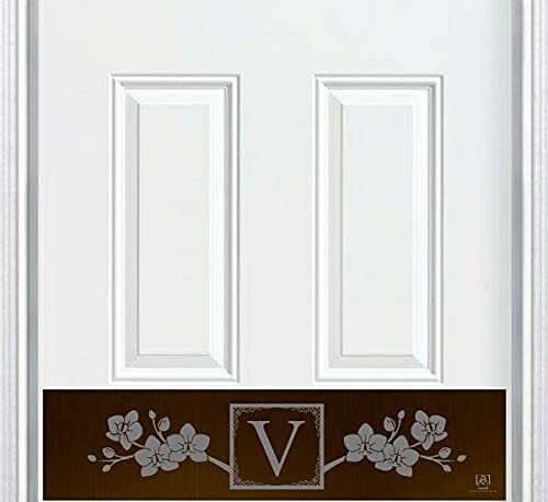 Personalized Engraved Bronze Door Kick Plate - Magnolia Monogram - Home & Office Decor