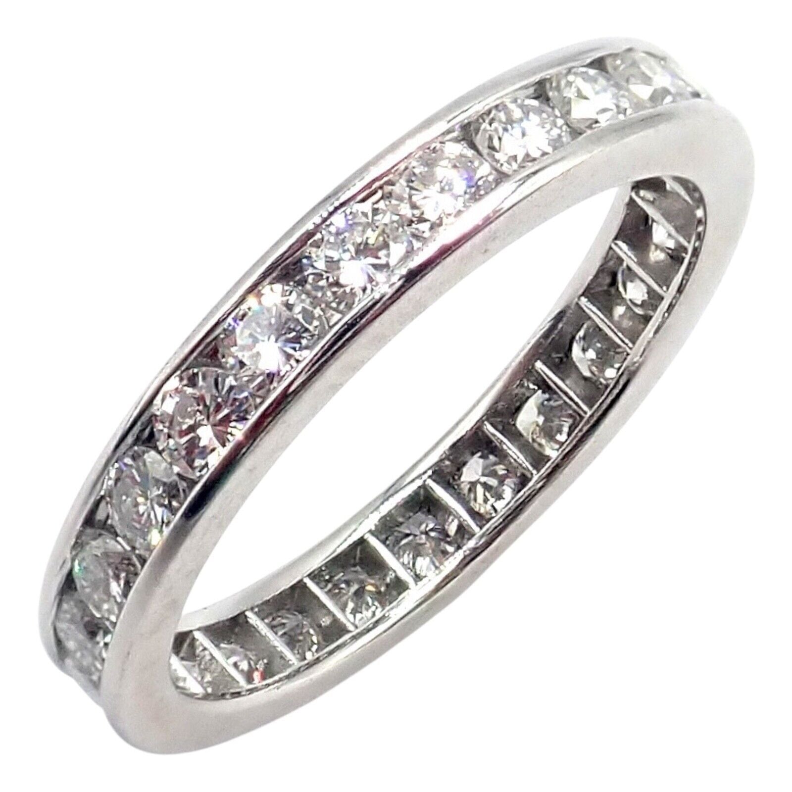 Tiffany & Co Platinum 0.80ct Diamond Full Circle Eternity Band Ring 3mm Width Size 4.5 - Perfect for Anniversaries, Engagements & Special Occasions