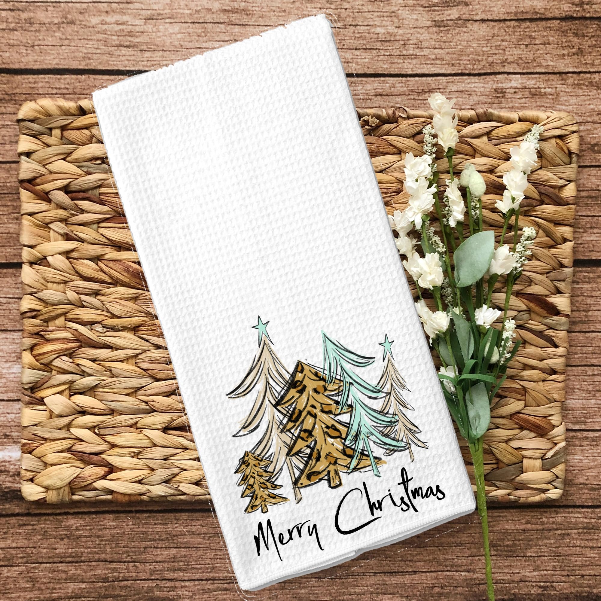 Festive Leopard Print Christmas Kitchen Towels - Holiday Home Decor for Dining, Baking & Party Setup