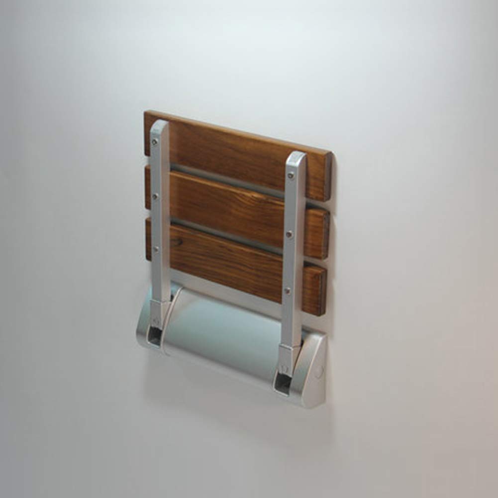 Foldable Teak Wood Shower Seat - Wall Mounted Bathroom Bench with 350lb Capacity - Space Saving Collapsible Shower Chair for Elderly & Disabled - Perfect for Small Bathrooms, Bathtubs and Tight Spaces