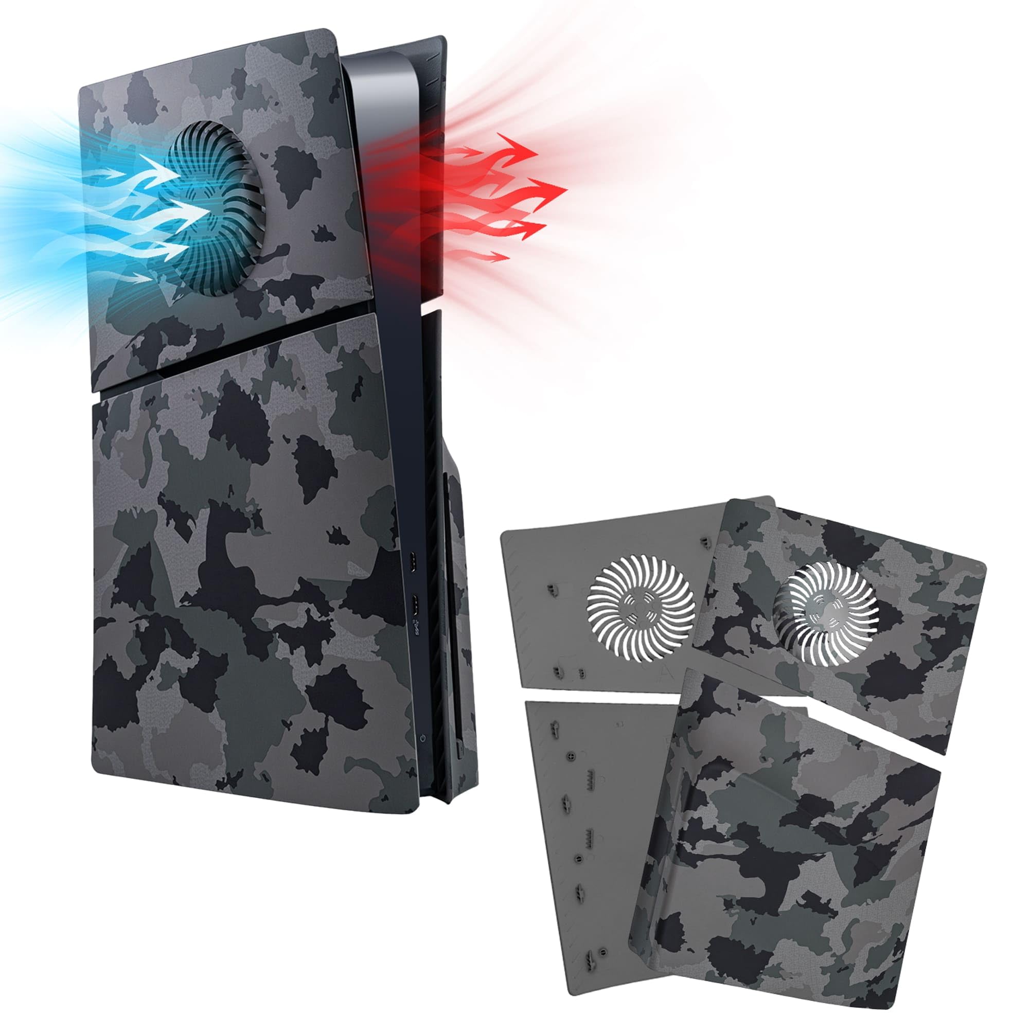 Mcbazel PS5 Slim Faceplate Replacement - ABS Protective Cover & Ventilation Accessories for Playstation 5 Slim Disc Edition (Camouflage Design) - Perfect for Gaming Setup & Console Protection (Not Compatible with PS5/PS5 Pro)