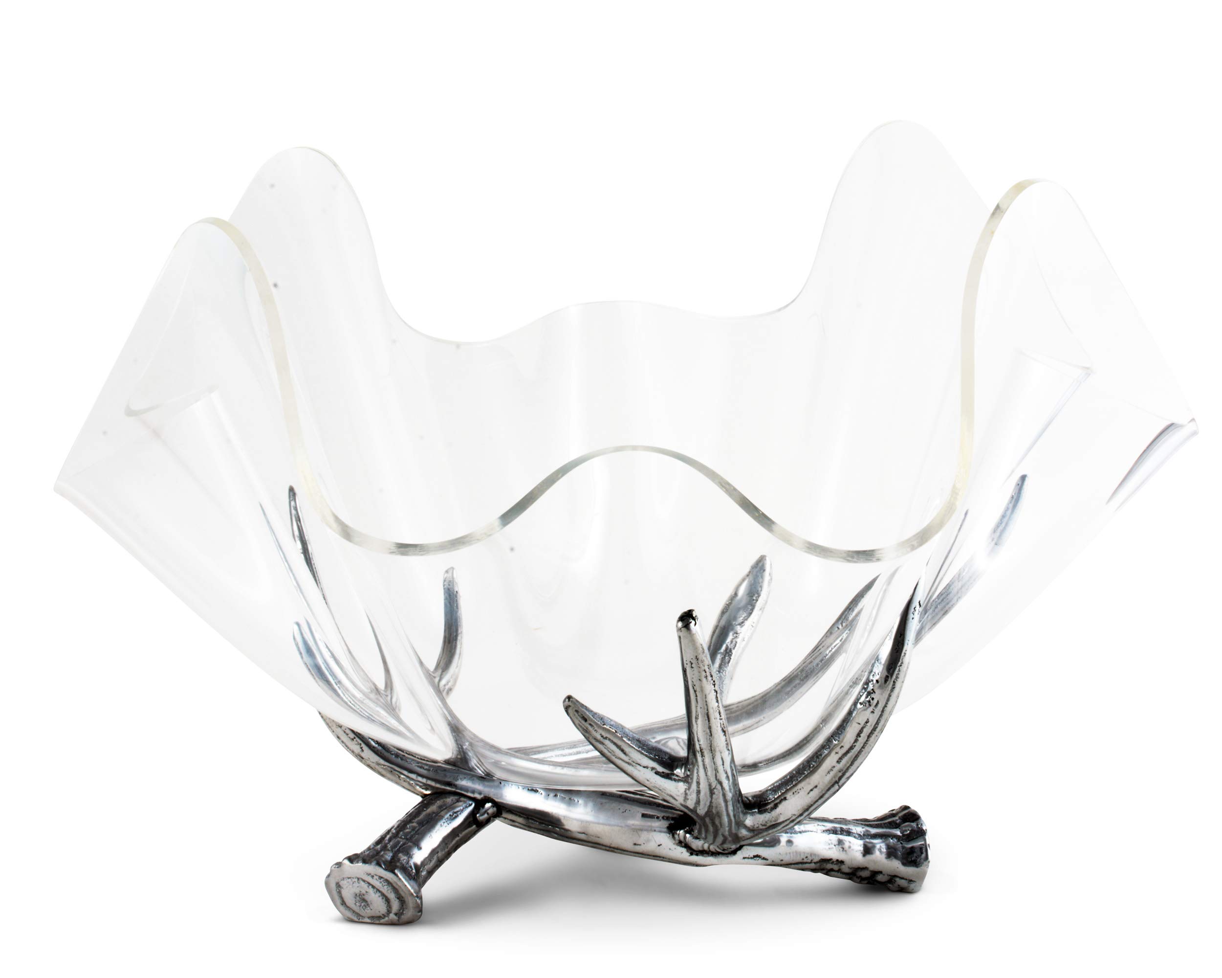 Arthur Court Designs Aluminum Antler-Style Serving Stand with 14-Inch Acrylic Bowl - 12.5
