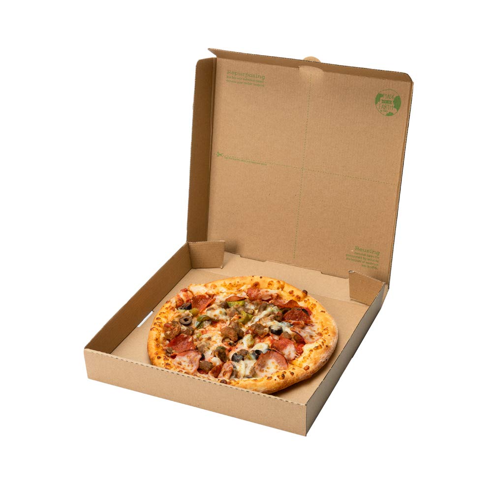Eco-Friendly 16.1 x 1.7 Inch Corrugated Pizza Boxes - 50 Pack Greaseproof Kraft Takeout Containers | Disposable & Sturdy for Delivery, Parties, Picnics & Leftovers Storage | Sustainable Restaurantware & Repurposable as Plates