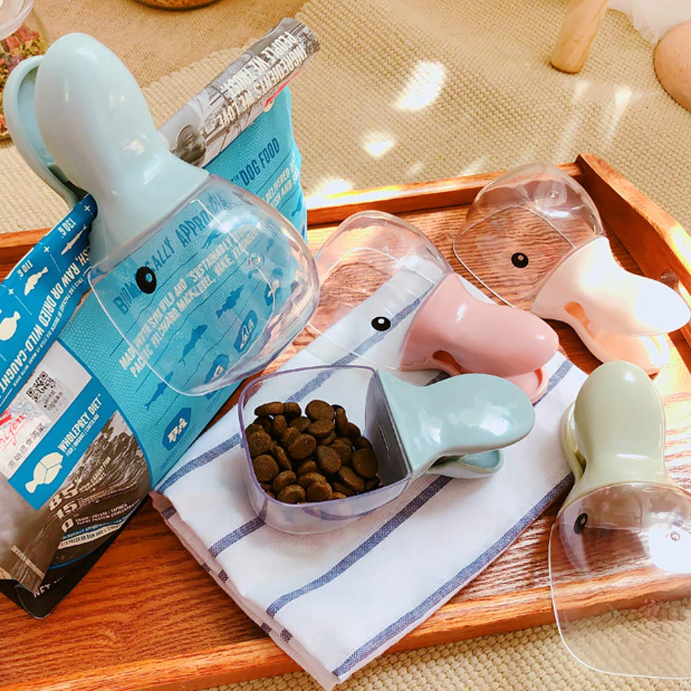Duck-Shaped Plastic Pet Food Scoop - Measuring Spoon & Clip for Dog & Cat Food - Cute Pink Feeding Accessory for Easy Portion Control | Perfect for Travel, Home Use & Pet Bowls