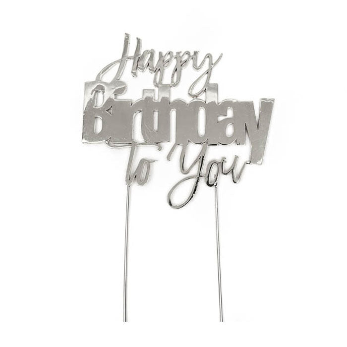 Elegant Metal Happy Birthday Cake Topper - Perfect for Birthday Parties, Wedding Anniversaries & Special Celebrations