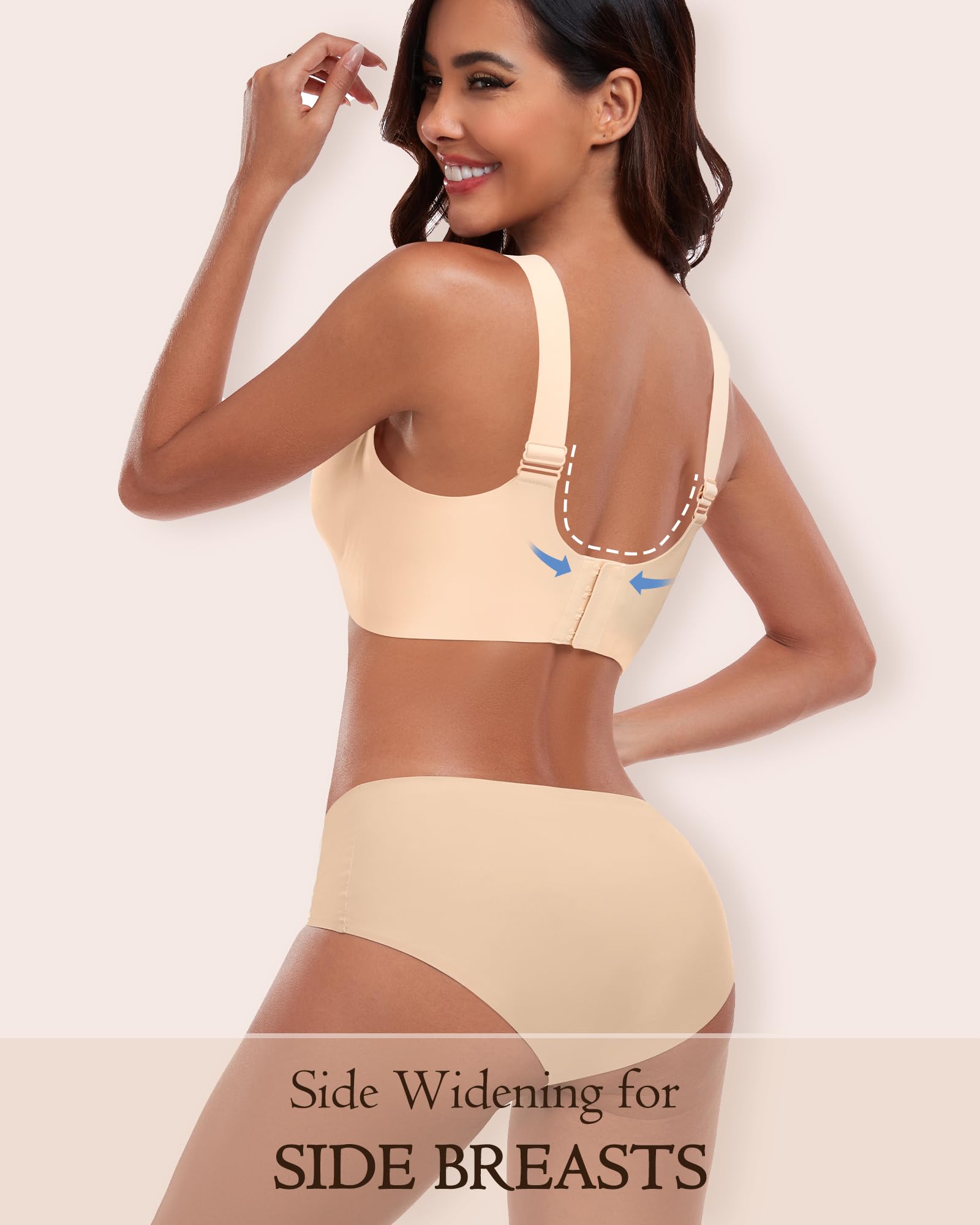 HORISUN Wireless Seamless Bras for Women - Full Coverage Supportive Comfort Bra - Regular & Plus Size - Perfect for Everyday Wear, Yoga & Lounge