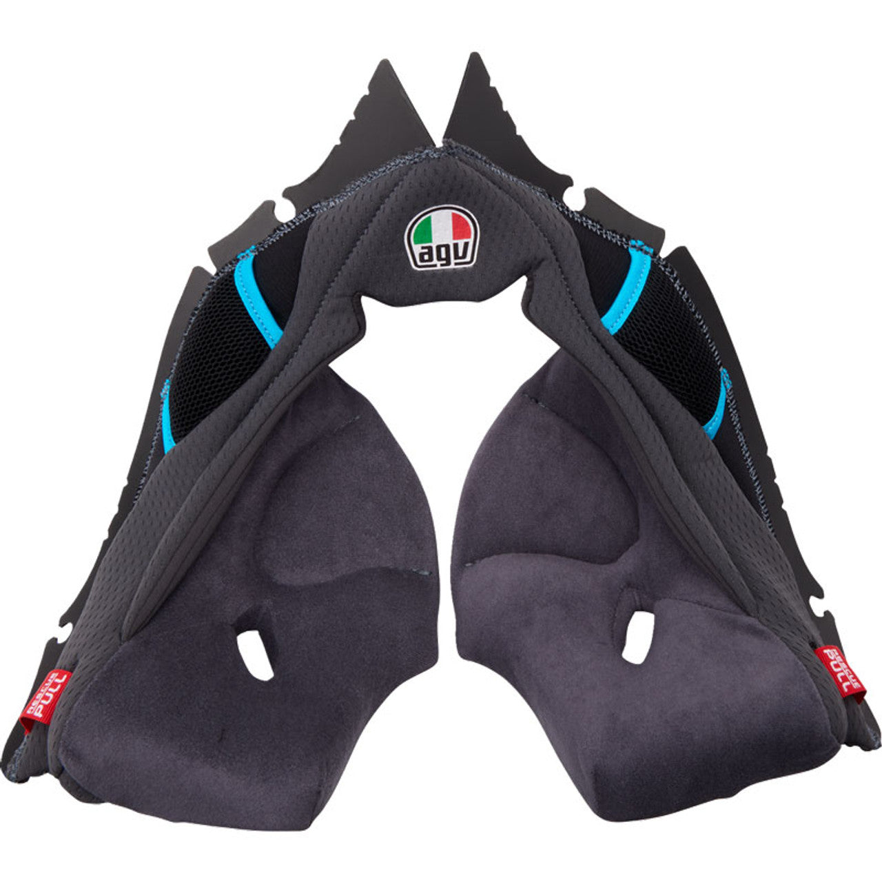 AGV Pista GP RR Motorcycle Helmet Cheek Pads - ECE 22.06 Certified - Grey & Cyan Color - Comfort Upgrade for Racing & Track Days