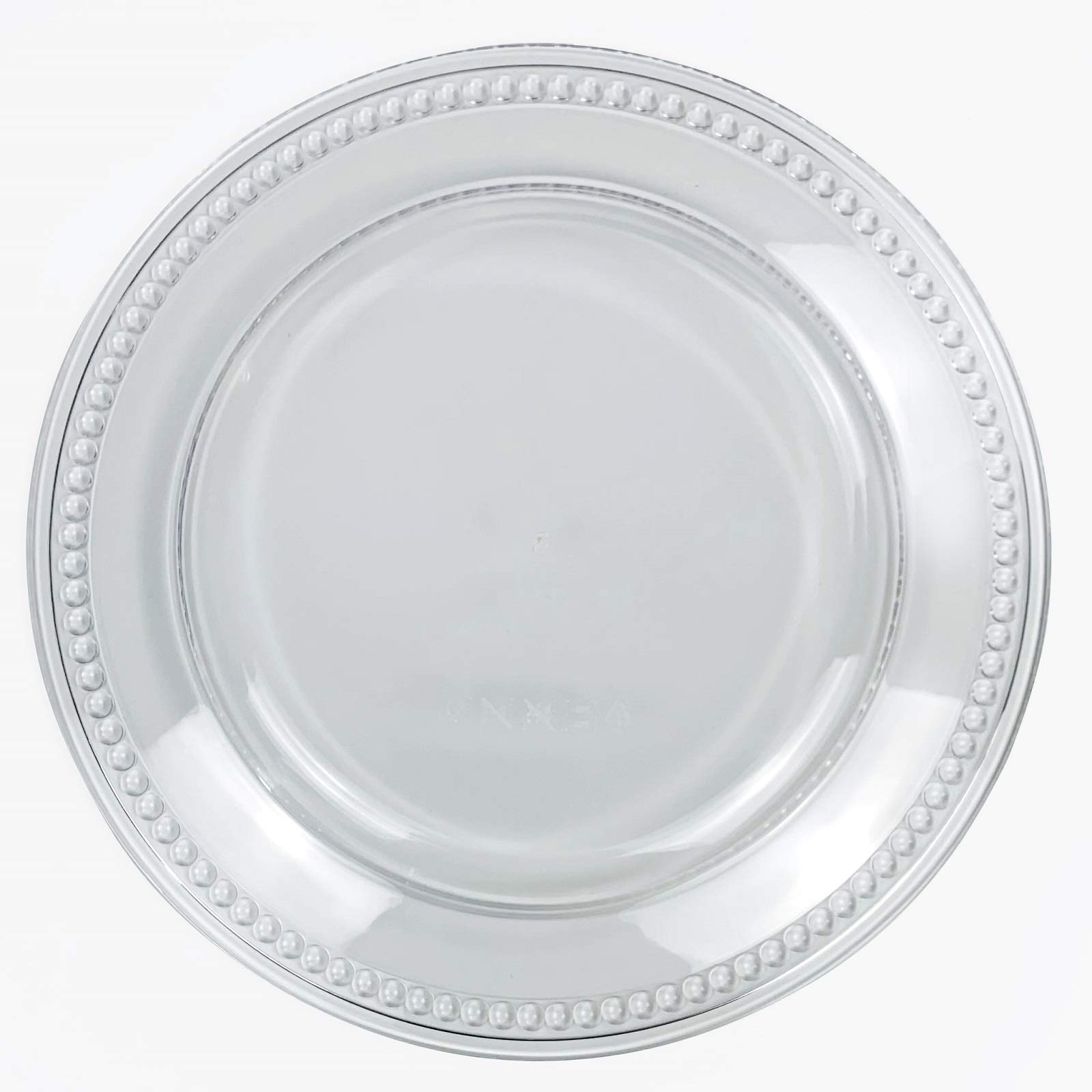 Clear Acrylic Charger Plates Set of 6 - 13 Inch Round Beaded Plastic Charger Plates for Formal Dining, Weddings & Special Occasions