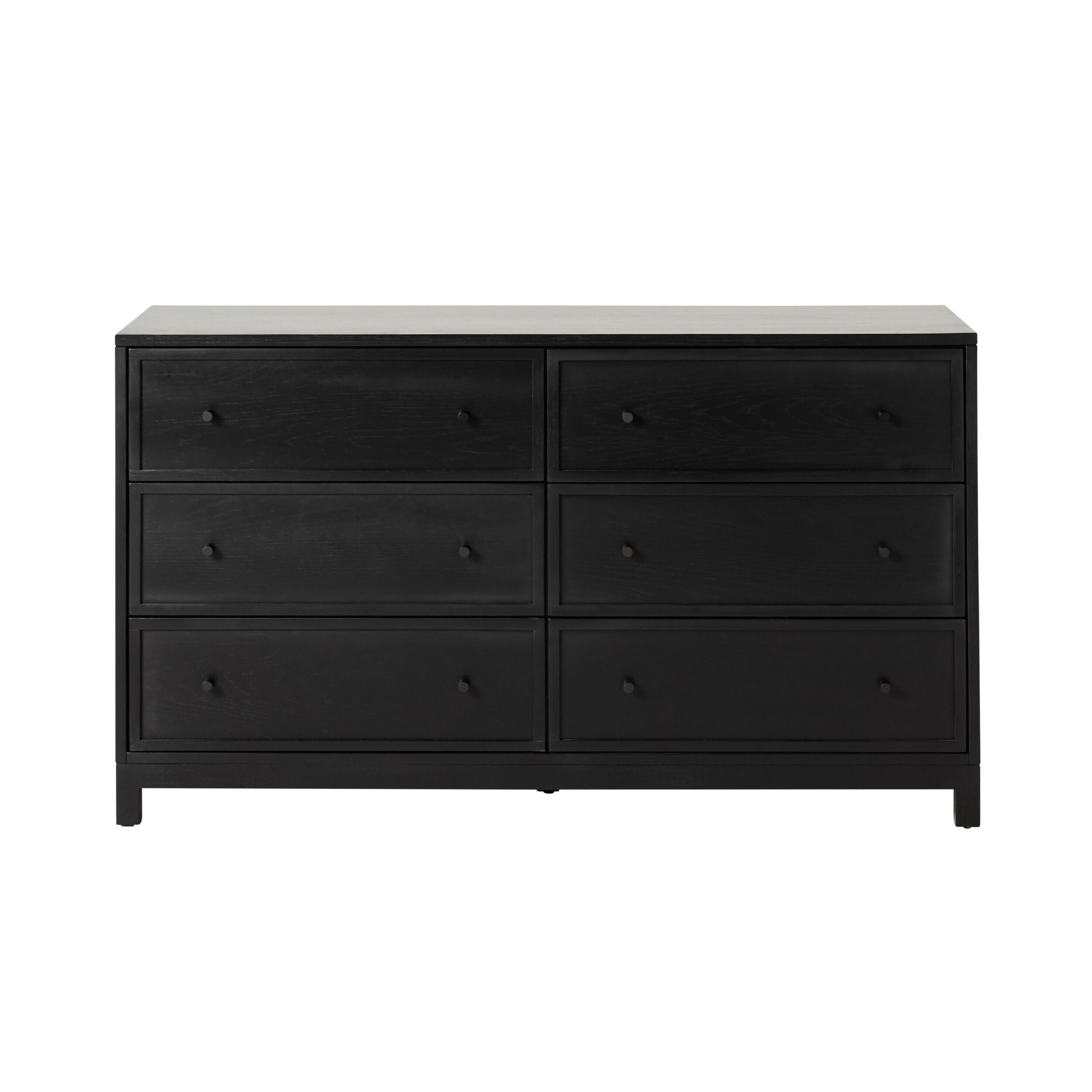 Avalon 6-Drawer Dresser Chest - Black Wooden Bedroom Storage Furniture for Clothes, Blankets & Organizing