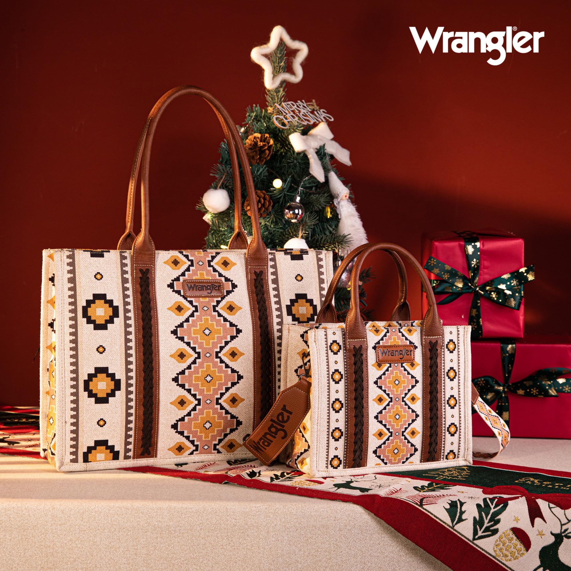 Wrangler Aztec Tote Bag for Women - Boho Shoulder Purse & Handbag - Perfect for Work, Travel & Everyday Use