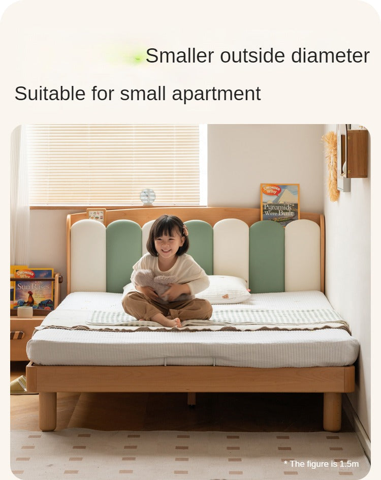 Solid Beech Wood Soft Single Kids Bed - Durable & Safe Children's Bedroom Furniture for Toddlers & Teens - Perfect for Bedrooms, Daycare, and Guest Rooms