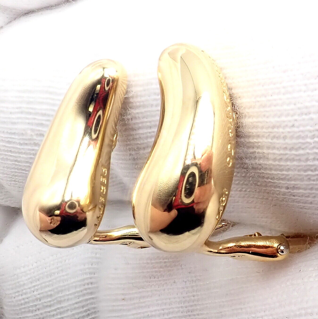 Authentic Tiffany & Co Peretti 18k Yellow Gold Teardrop Earrings for Women - Luxury Fine Jewelry Gift for Anniversary, Birthday & Special Occasions - Elegant Dangle Earrings for Party, Wedding & Evening Wear