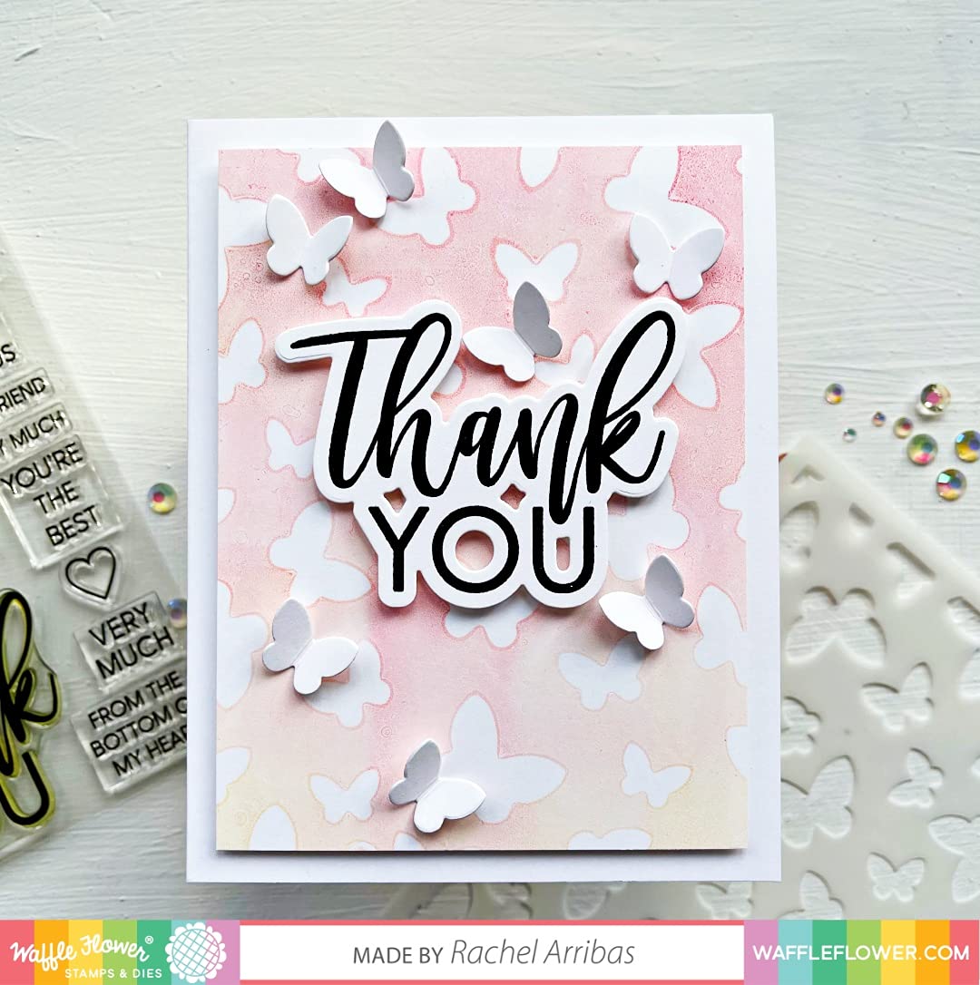 Waffle Flower Thank You Matching Die Set - Perfect for Handmade Greeting Cards, Scrapbooking & DIY Paper Crafts