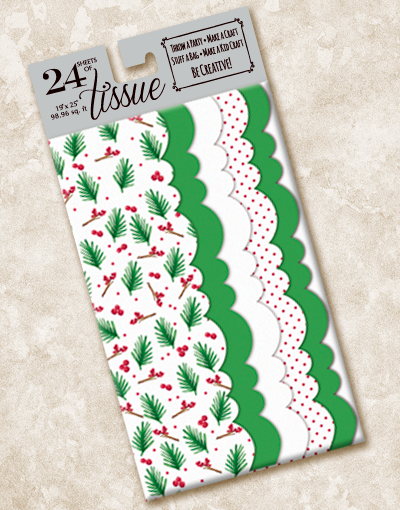 Festive Christmas Pine Scalloped Tissue Paper - Holiday Gift Wrapping, Party Decorations & DIY Crafts for Seasonal Celebrations