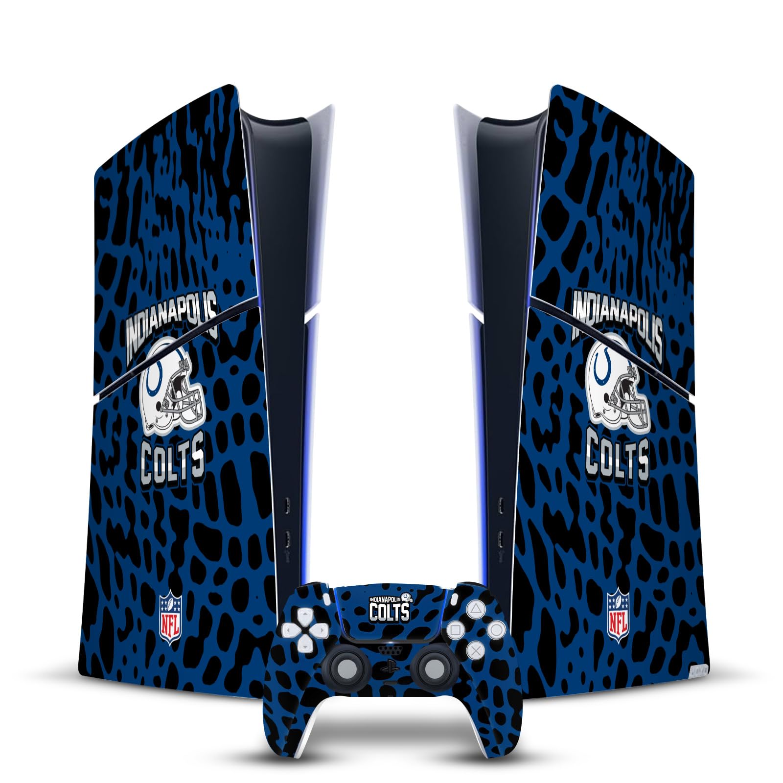 Official NFL Animal Print Indianapolis Colts Vinyl Skin Decal - Compatible with Sony PlayStation 5 PS5 Slim & Digital Edition Console & DualSense Controller - Perfect for Gaming Setups & Team Spirit Display