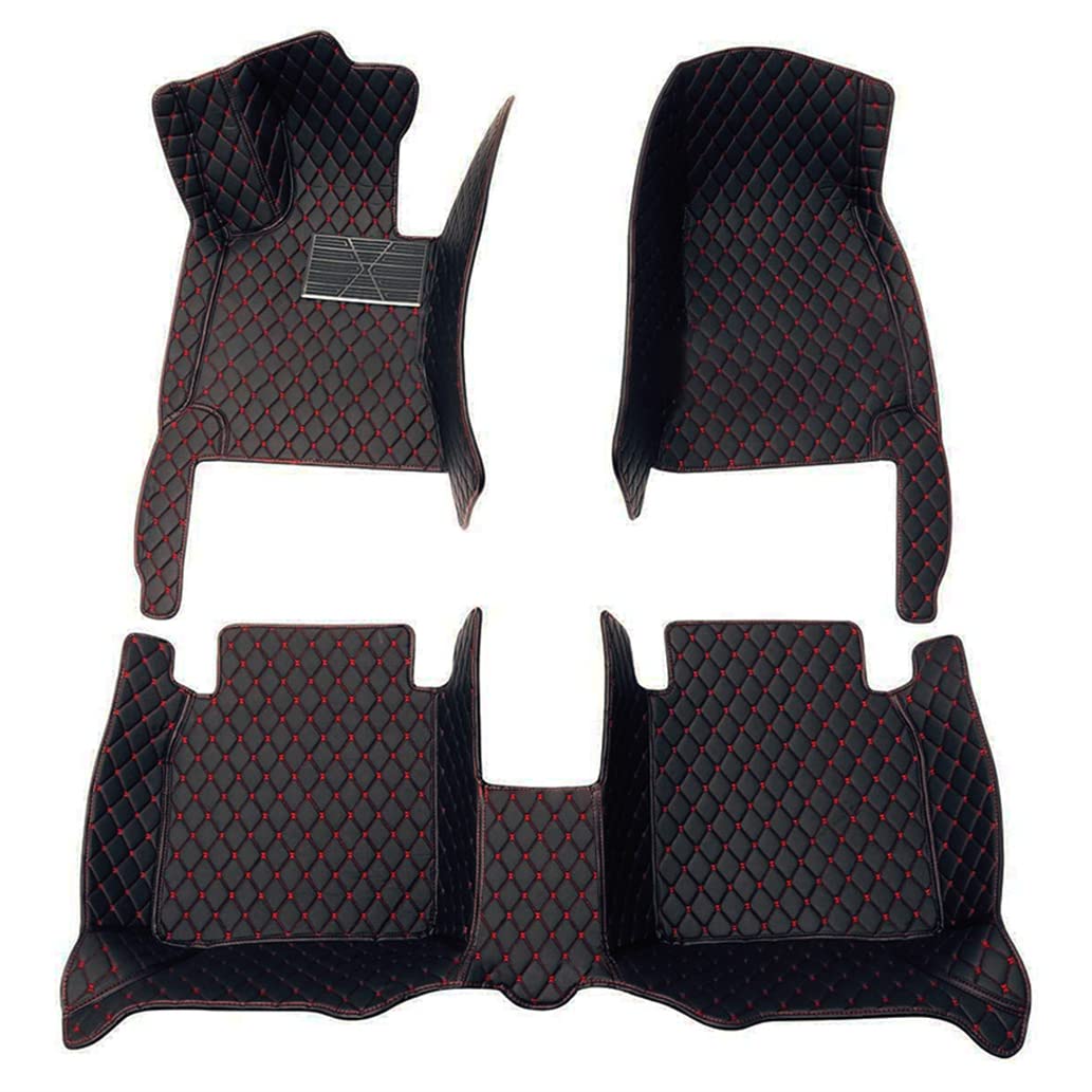 Premium All-Season Leather Car Floor Mats for BMW 320i/328i/335i F34 (2013-2019) Gran Turismo - 3D Full Protection Waterproof Auto Interior Accessories (Black & Red) - Perfect for Daily Commuting & Road Trips