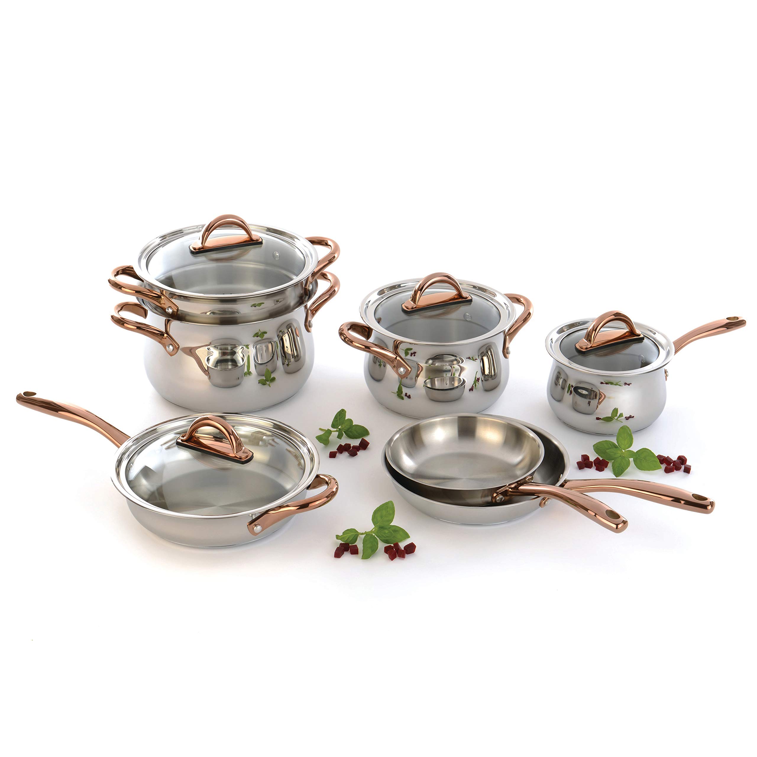 BergHOFF Ouro Gold 18/10 Stainless Steel 2.4 Qt Saucepan with Glass Lid - 6.25