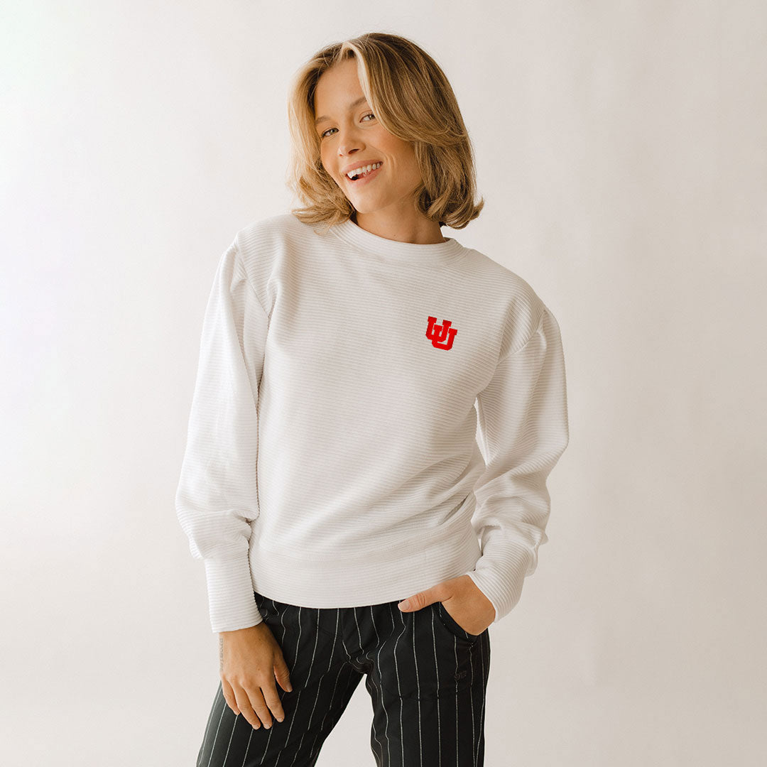 Utah Atlas Ribbed Sweater for Women - Soft White Knit Pullover | Cozy Winter Fashion & Casual Outfit Essential