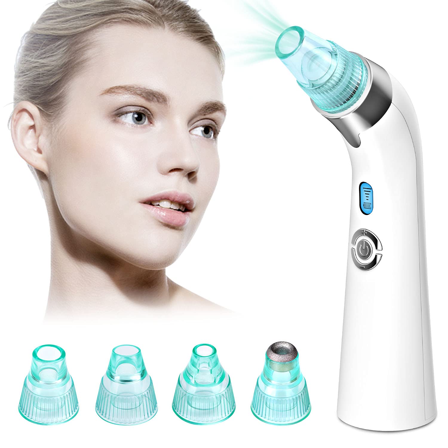 USB Rechargeable Blackhead Remover Vacuum - 5-Level Adjustable Pore Cleaner with 4 Replacement Probes for Acne & Comedone Extraction | Perfect for Home Skincare Routine & Facial Treatment