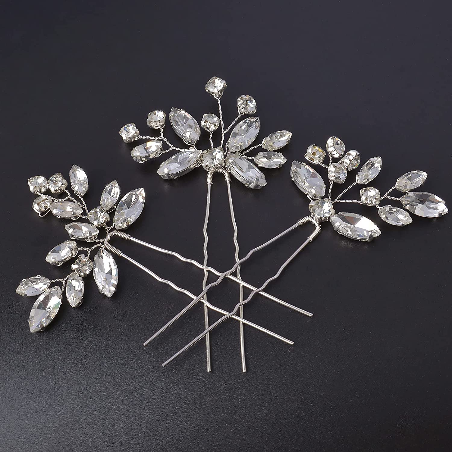 Shidara Bridal Hair Accessories - Handmade Crystal Wedding Hair Pins with Rhinestones for Women | 3-Piece Set (Multi-Color) | Perfect for Bridal Showers, Weddings, Prom & Special Occasions