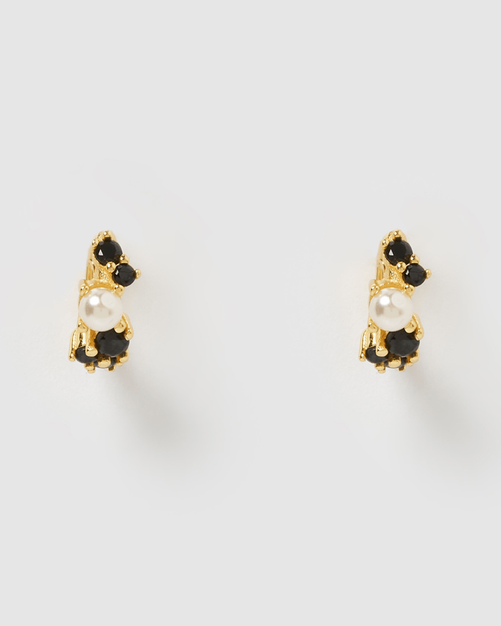Izoa Carina Huggie Earrings - 14K Gold Plated Black Hoop Earrings for Women, Minimalist Everyday Jewelry Gift for Her | Perfect for Work, Date Night & Special Occasions