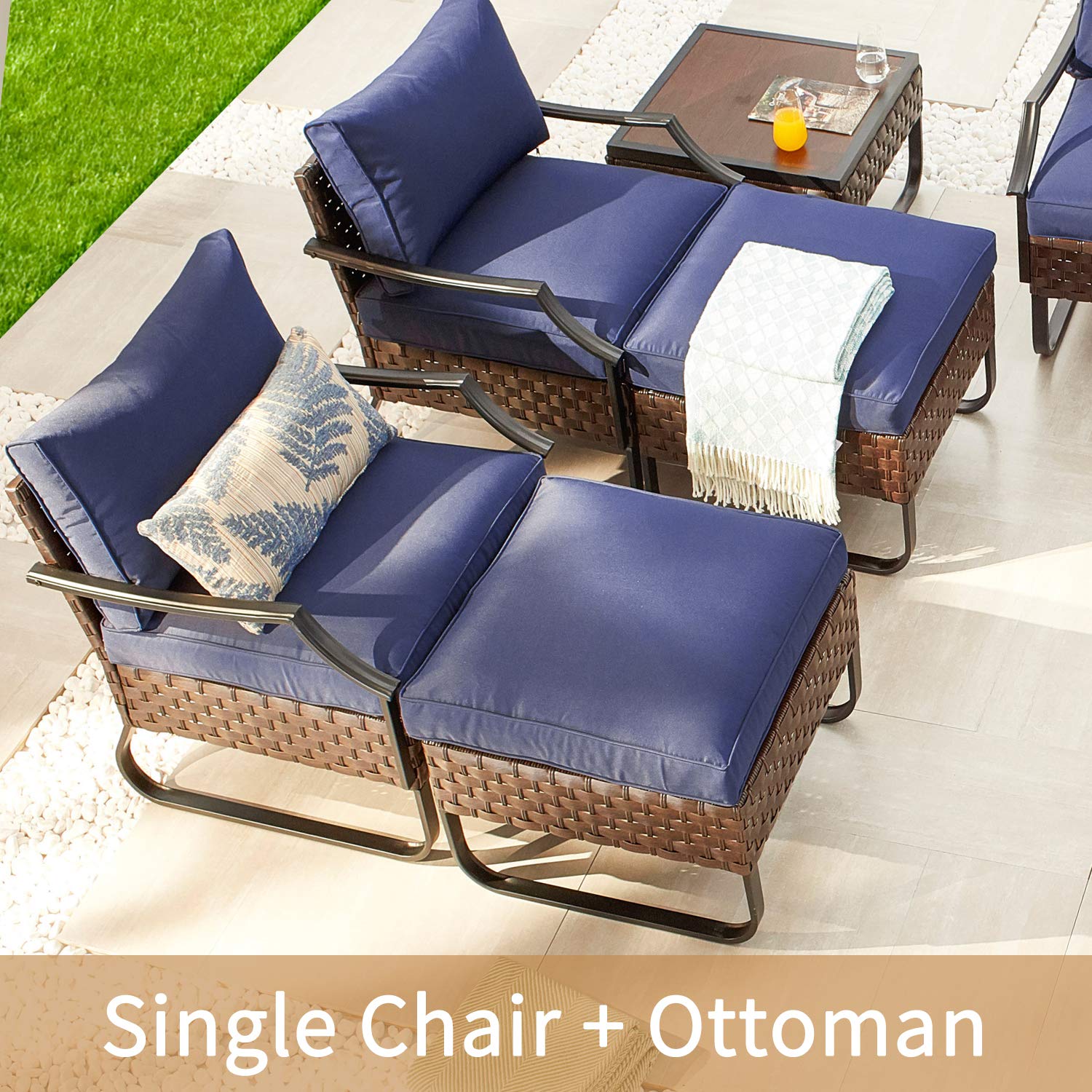 PatioFestival 6-Piece Wicker Rattan Outdoor Conversation Set with Cushioned Sectional Sofas & All-Weather Frame - Perfect for Backyard, Garden, Poolside & Patio Relaxation