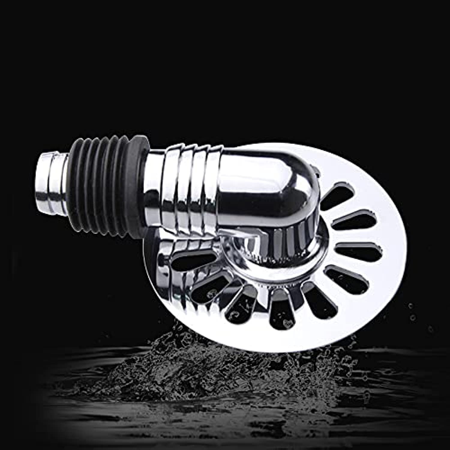 Stainless Steel Anti Overflow Washing Machine Drain Pipe with Easy Connector - Deodorant Elbow Joint for Laundry Outlet (ABS + SS + Rubber, Silver, L-Model, 17.5cm x 11cm) - Perfect for Laundry Rooms, Basements & Bathrooms to Prevent Water Overflow & Odors