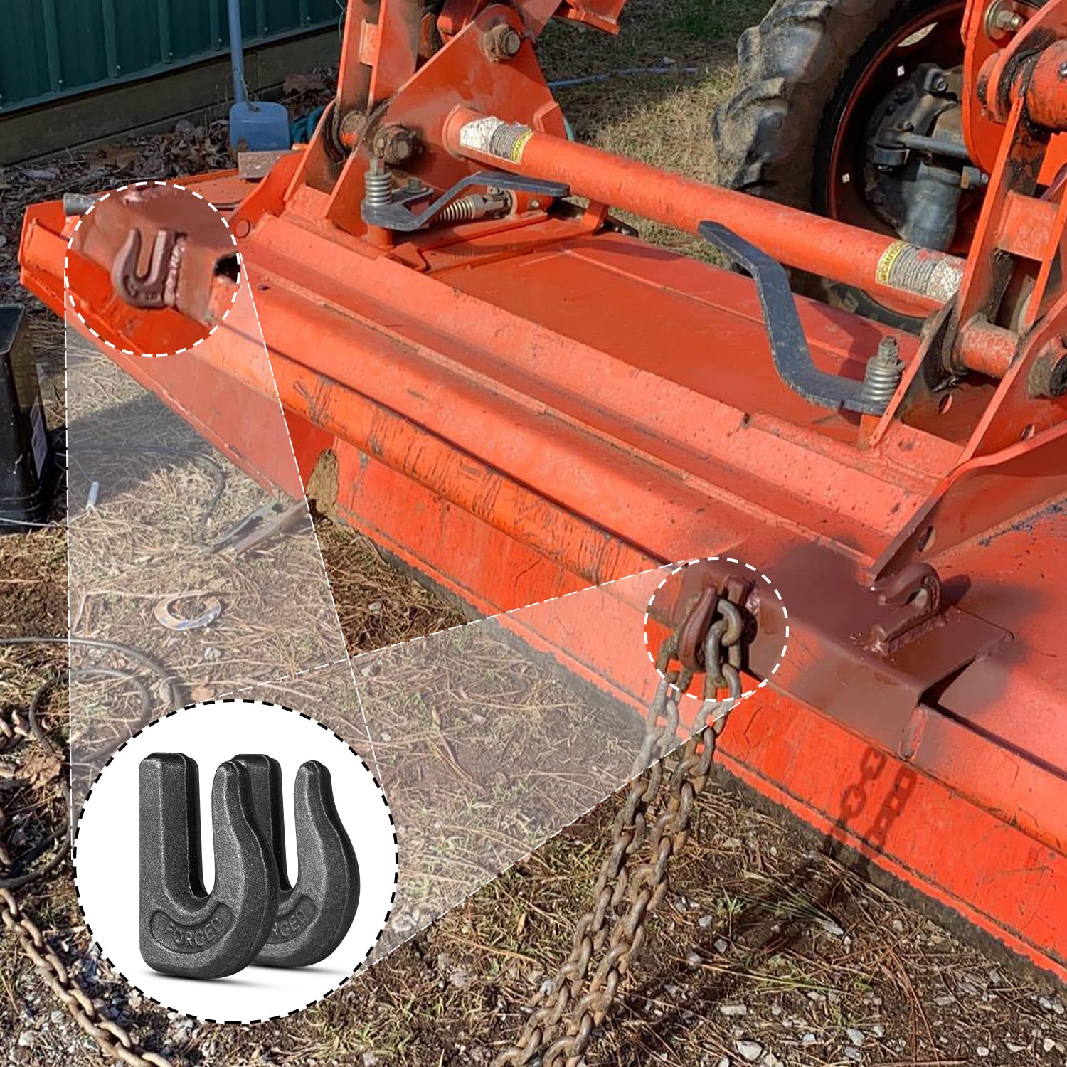 6Pcs Heavy Duty Weld-On Chain Hooks, 3/8 Inch Grade 70 Forged Steel Clevis Grab Hooks for Tractor Bucket - Perfect for Chain Pulling, Lifting, Rigging & Forklift Trailer Applications - Ideal for Farm, Construction & Industrial Use