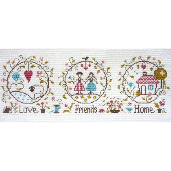Cross Stitch Sampler Pattern for Love, Friends & Home Decor - Perfect for DIY Gifts, Wall Art and Craft Projects