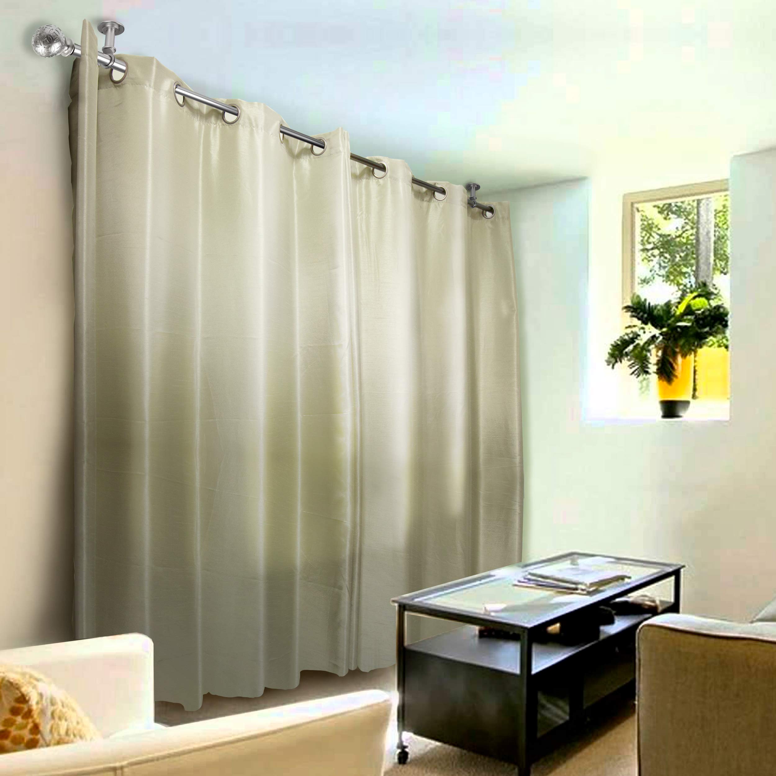 Rod Desyne Odelia 1-Inch Ceiling Curtain Rod & Room Divider - Adjustable 160 to 240 Inches - Satin Nickel Finish - Perfect for Large Windows, Room Dividers, and Open Space Decor