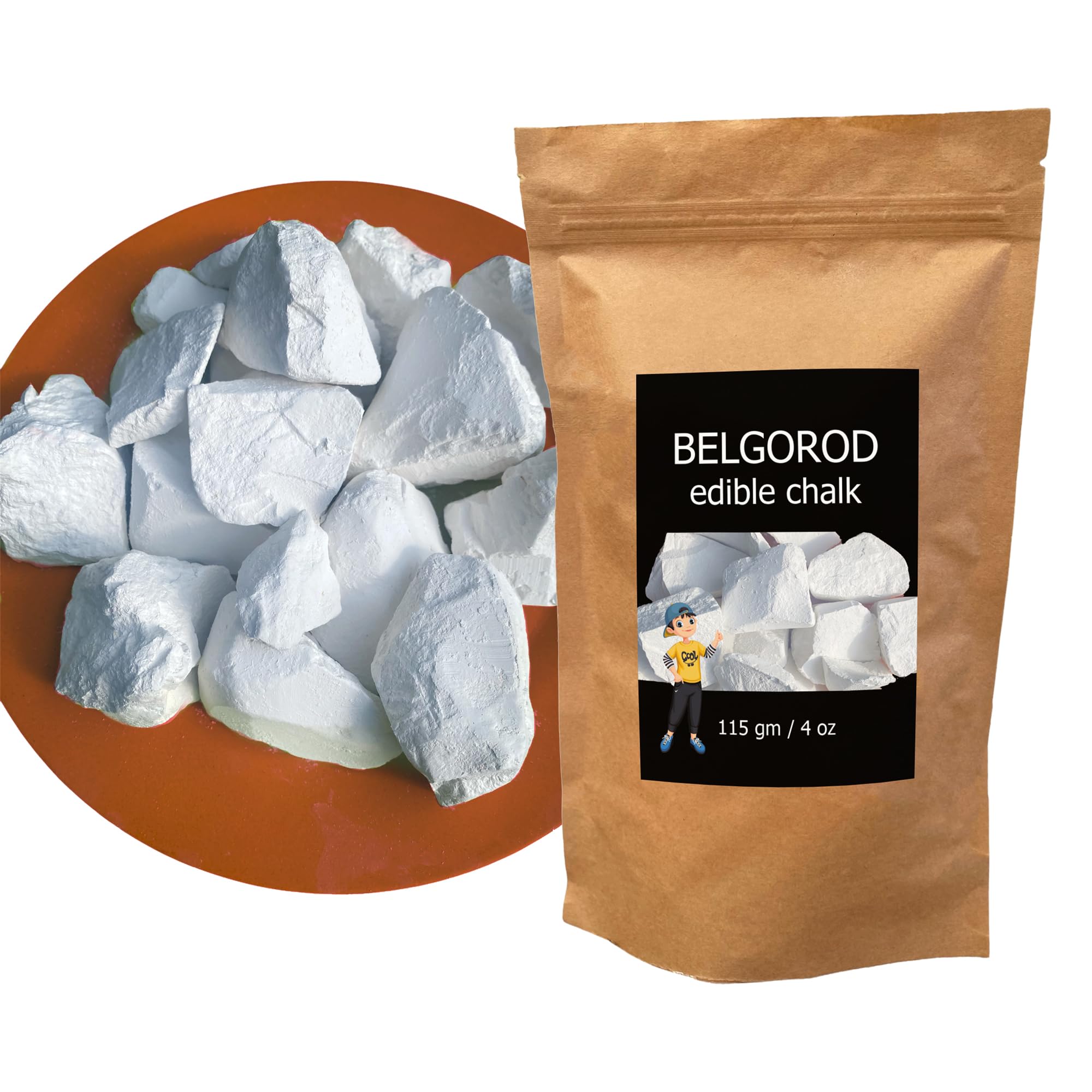 Belgorod Edible Chalk – Natural Chalk Chunks for Pica Cravings, ASMR & Calcium Supplement – Hand-Picked, Pure, Additive-Free – 4oz (115g) – Perfect for Stress Relief, Pregnancy Cravings & Sensory Play
