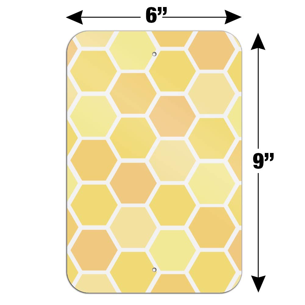 Yellow Honeycomb Pattern Sign for Home, Office & Business - Modern Wall Decor for Workspaces, Retail Stores & Entryways