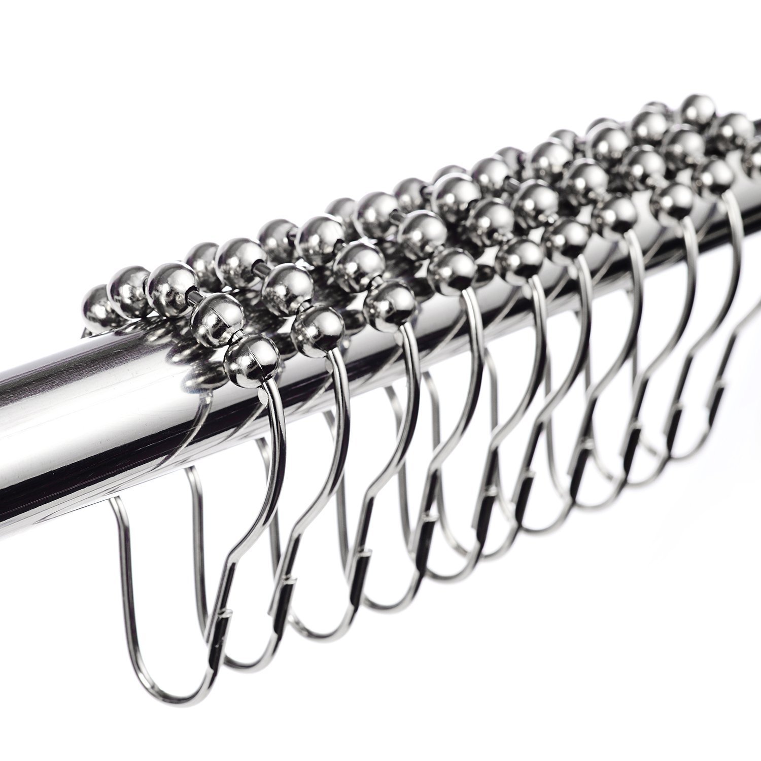 12-Piece Rustproof Stainless Steel Shower Curtain Hooks Set - Durable Bathroom Shower Rod Rings for Heavy Curtains - Perfect for Home, Hotel, and Apartment Bathroom Decor