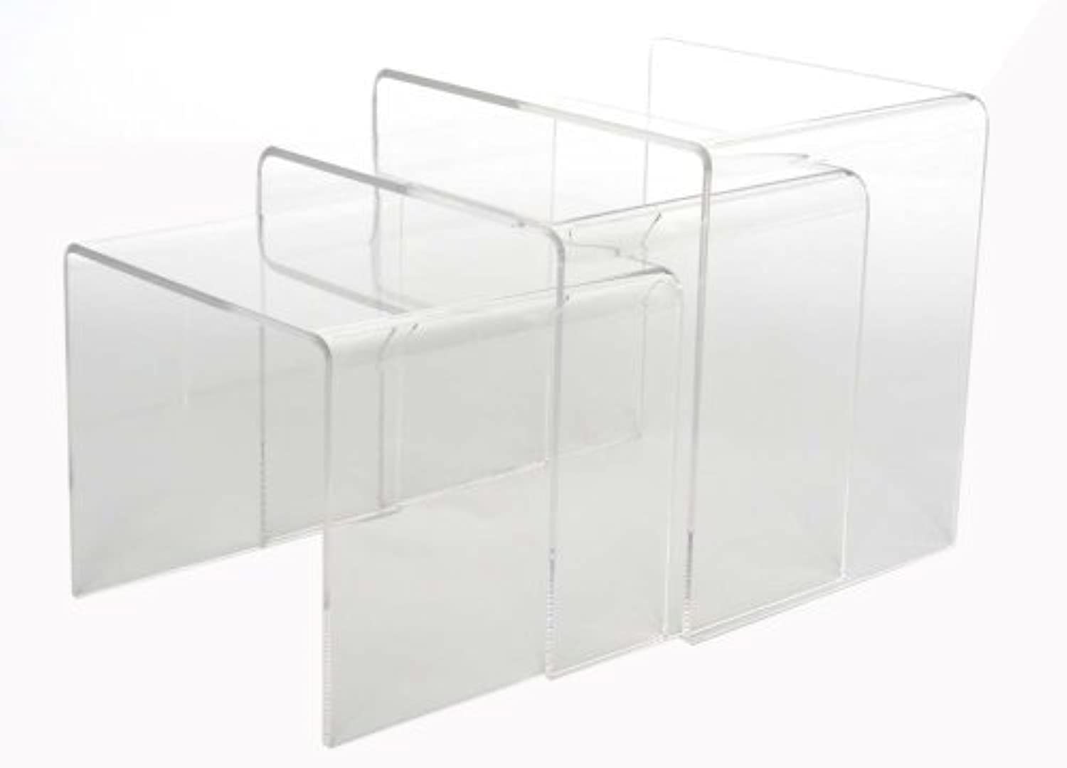 Baxton Studio Clear Acrylic Nesting Coffee Tables - Set of 3 Modern Side End Tables for Living Room, Bedroom & Office Decor