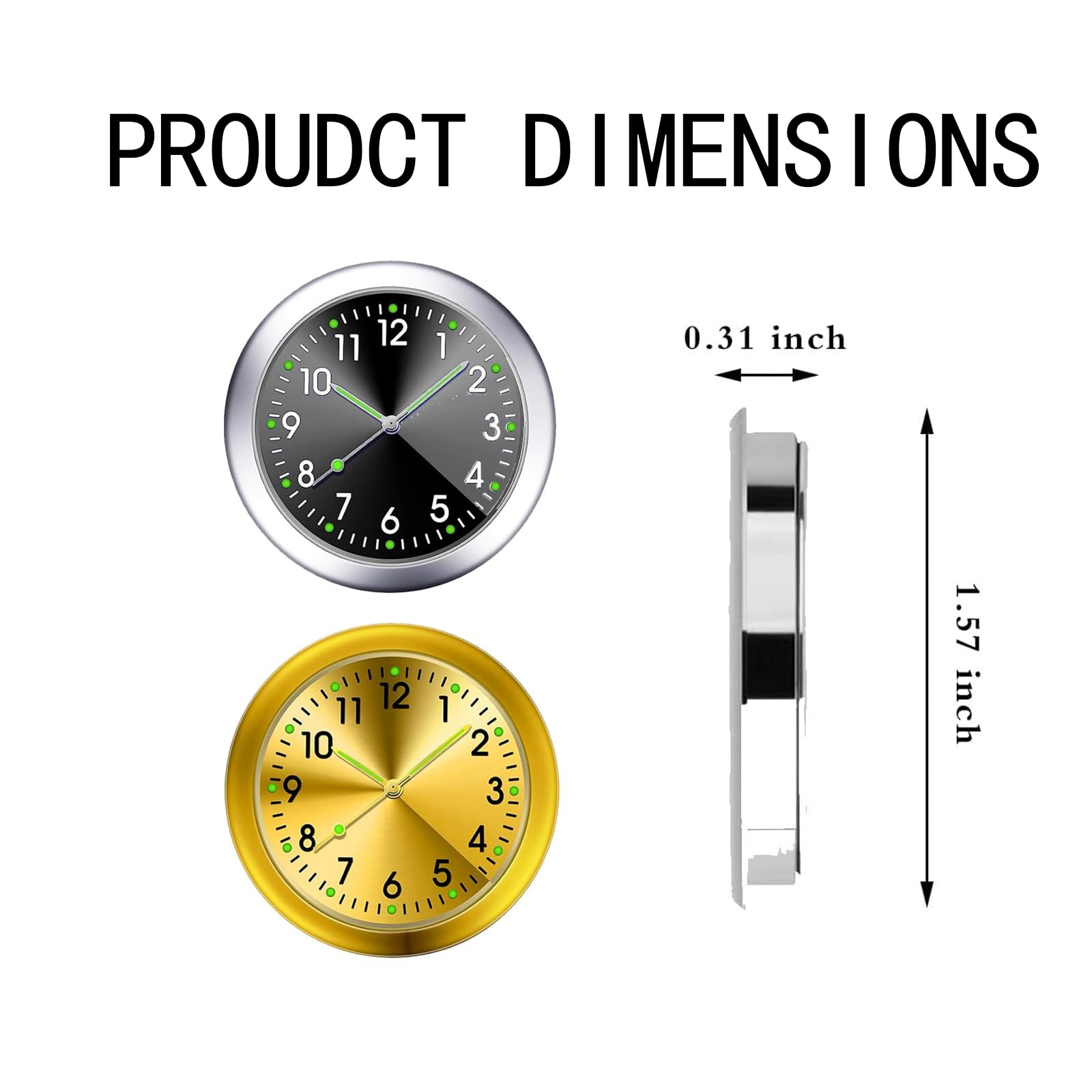 2-Pack Car Dashboard Luminous Clock - 1.5