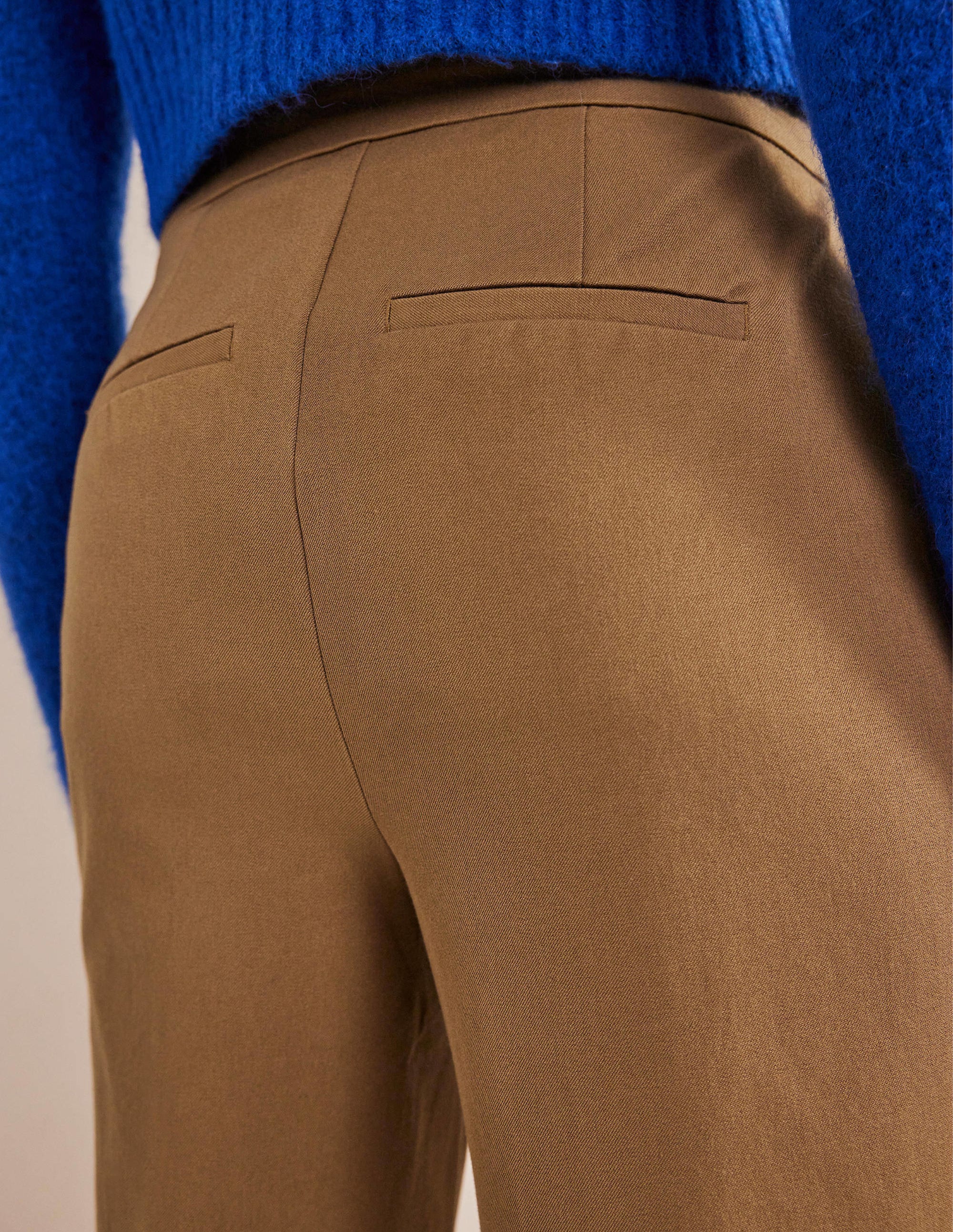 Bi Stretch Straight Pants for Women - Caramel Cream Color Comfortable Office & Casual Wear