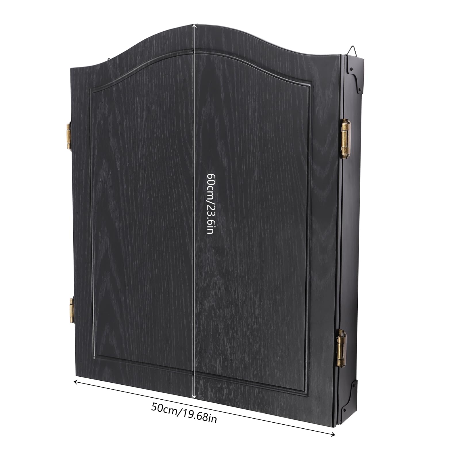 Premium Wall-Mounted Black Dartboard Cabinet Set - Easy Assembly Wooden Dart Board with Hideaway Storage & 2 Steel-Tip Darts - Ready-to-Play Bundle for Game Rooms, Bars, and Man Caves