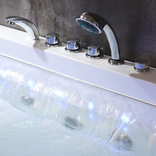 Empava 67-Inch Rectangular Jetted Massage Bathtub with LED Waterfall - 67JT351LED - Perfect for Luxury Bathrooms & Spa-Like Relaxation at Home