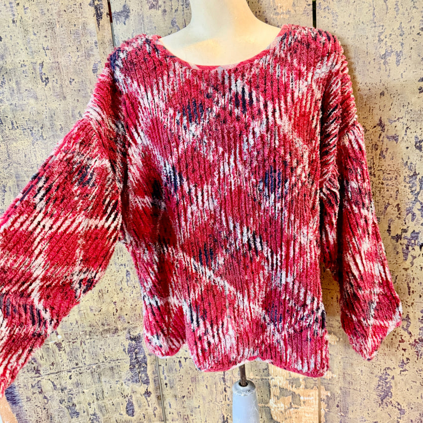 Vintage Chenille Plaid Top Cindy's Cut T's - Soft Cozy Women's Sweater for Fall & Winter Layering | Perfect for Casual Outfits, Date Nights & Holiday Gatherings