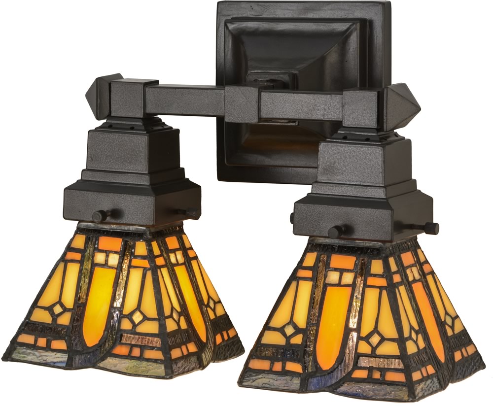 12W Sierra Prairie Mission 2-Light Wall Sconce - Vintage Style Indoor/Outdoor Lighting for Living Room, Bedroom, Porch & Patio