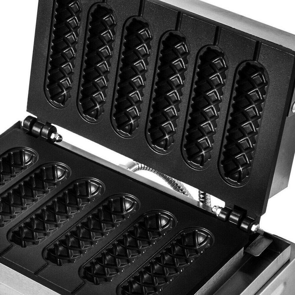 **Commercial Waffle Maker & Hot Dog Baker – 6-Groove Non-Stick Grid for Waffles, Corn Dogs & Muffins – 1500W 110V/60HZ – Perfect for Restaurants, Cafes & Home Breakfast**