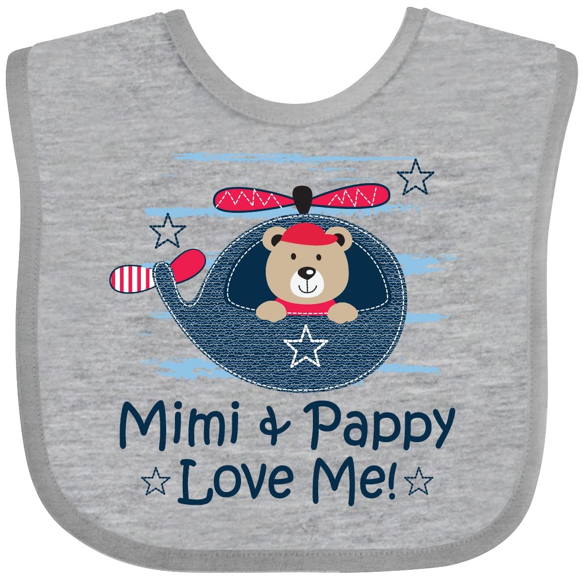 Inktastic Mimi and Pappy Love Me Baby Boy Bib - Soft Cotton Drool Bib for Infants, Perfect for Feeding Time and Messy Play