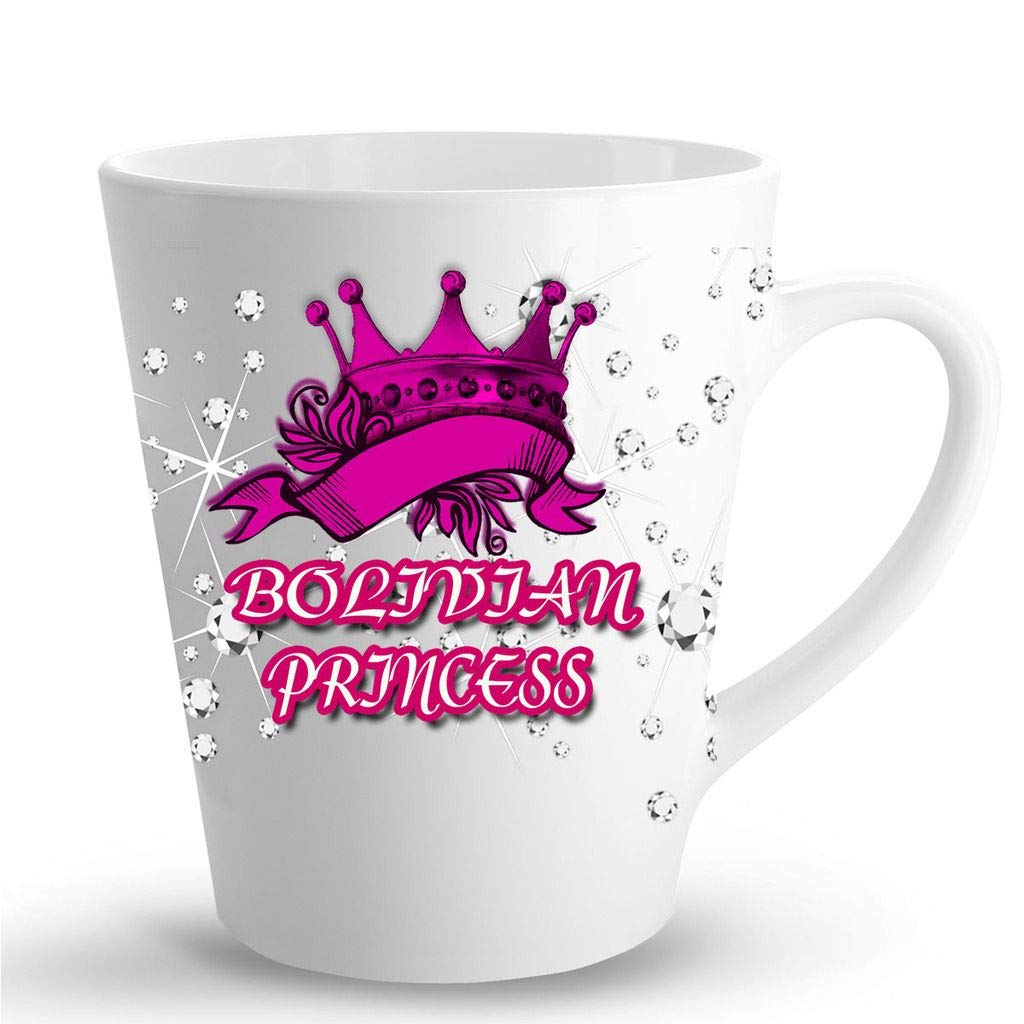 Makoroni - BOLIVIAN PRINCESS 12 Oz Ceramic Coffee Mug - Elegant Latte Cup for Tea, Hot Chocolate & Cappuccino - Perfect for Home, Office & Gifts