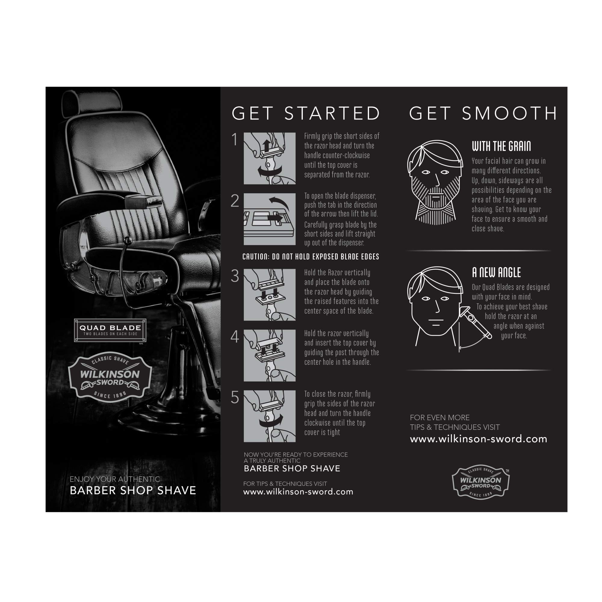Wilkinson Sword Quad Blade Razor for Men - 5 Refill Cartridges Included - Ultra Smooth Shaving for Sensitive Skin - Perfect for Travel & Daily Grooming Routine