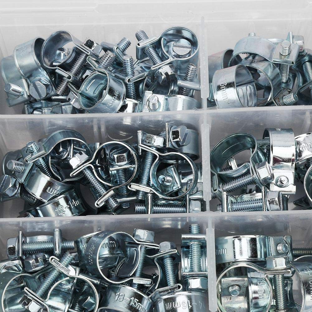 Premium Carbon Steel Hose Clamps - 135 Pcs Heavy Duty Pipe Clips Set with Wide Adjustment Range for Plumbing, Automotive & Workshop Tools | Ideal for Water Pipes, Fuel Lines & Industrial Applications