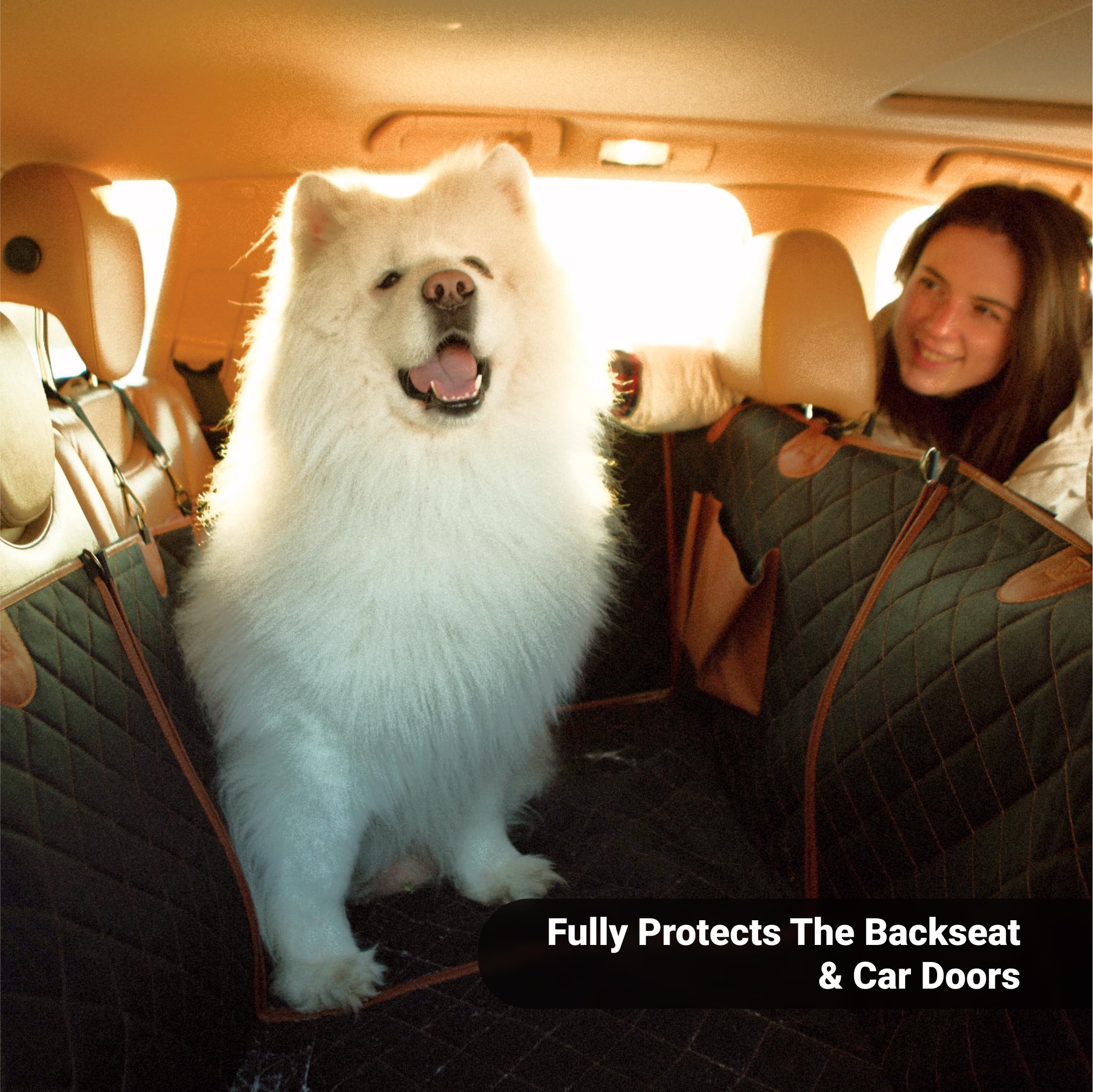 Owleys Premium Dog Car Seat Cover - Waterproof Back Seat Extender & Pet Hammock for Cars | Durable & Non-Slip Dog Car Accessories | Perfect for Road Trips, Travel & Daily Commute (Black)